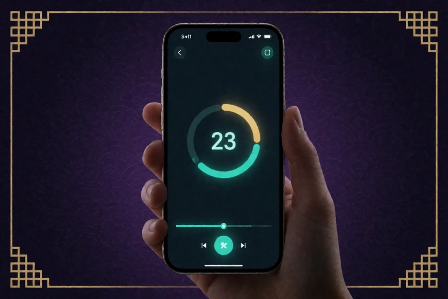 Smartphone mit Ladeanzeige, Verbindungs- und Sitzungspr&uuml;fung f&uuml;r ein mobiles Casinospiel